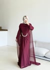 Pelerinli Şifon Abiye Bordo