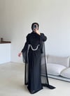 Pelerinli Şifon Abiye Siyah 