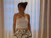 Çapraz Askı Dantel Detaylı Crop Bluz
