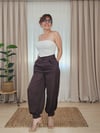 Kahve Saten Şalvar Kesim Pantolon