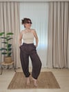 Kahve Saten Şalvar Kesim Pantolon