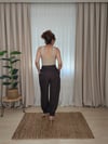 Kahve Saten Şalvar Kesim Pantolon