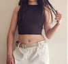 Lacivert Crop Bluz