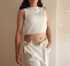 Lacivert Crop Bluz
