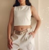 Lacivert Crop Bluz
