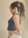 Lacivert Crop Bluz