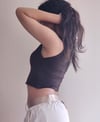Lacivert Crop Bluz