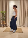 Lacivert Yarım Astarlı Şalvar