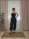 Siyah Saten Şalvar Kesim Pantolon