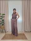 Vizon Saten Zincir Kemerli Aura Pantolon