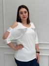 Melek Taşlı Beyaz Bluz
