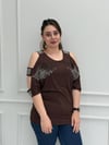 Melek Taşlı Kahve Bluz