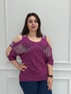 Melek Taşlı Mürdüm Bluz