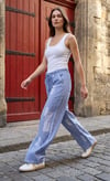 Desenli İnce Denim Pantolon