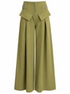 Haki Fermuarlı Wide Leg Pantolon