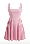 Pembe Puantiyeli Mini Elbise