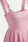 Pembe Puantiyeli Mini Elbise