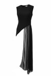 Şifon Detaylı YelekPantolon Takım Siyah