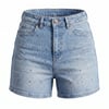 Taşlı Denim Şort
