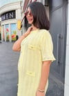 GÜMÜŞ DÜĞMELİ TRİKO ELBİSE - SARI