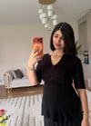 YARIM KOLLU PİLELİ ELBİSE- SİYAH