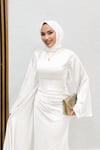 Arabella Pelerinli Saten Kumaş Balık Model Tesettür Abiye