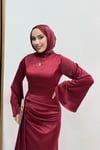 Arabella Pelerinli Saten Kumaş Balık Model Tesettür Abiye