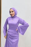 Arabella Pelerinli Saten Kumaş Balık Model Tesettür Abiye