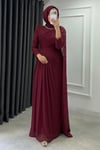 Bergüz Pelerinli Janjan Kumaş Astarlı Tesettür Abiye
