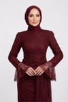 Cavisa İspanyol Kol Dantel Kumaş Astarlı Tesettür Abiye