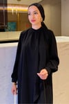 Hazan Volanlı Krep Kumaş Tesettür Abiye