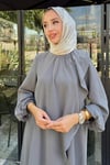Hazan Volanlı Krep Kumaş Tesettür Abiye