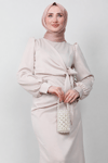 Roya Model Yandan Bağlamalı Saten Abiye-Taş