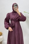 Yandan Bağlamalı Jan Jan Abiye -Mürdüm