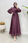 Yandan Bağlamalı Jan Jan Abiye -Mürdüm