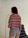 Çizgili Fermuarlı Sweatshirt - Kırmızı