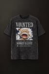 Anime One Piece Luffy Gear 5 Wanted Unisex Yıkamalı Retro Tişört