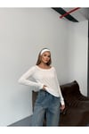 Beyaz Uzun Kollu Basic Body Crop