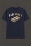 Easy Money Baskılı Unisex Lacivert Retro Tişört
