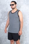 Erkek füme gri %100 slim fit pamuk penye halter yaka sporcu atlet