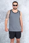 Erkek füme gri %100 slim fit pamuk penye halter yaka sporcu atlet