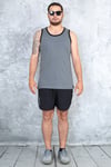 Erkek füme gri %100 slim fit pamuk penye halter yaka sporcu atlet