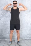 Erkek siyah %100 slim fit pamuk penye halter yaka sporcu atlet
