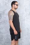 Erkek siyah %100 slim fit pamuk penye halter yaka sporcu atlet