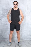 Erkek siyah %100 slim fit pamuk penye halter yaka sporcu atlet