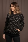 Kadın Çiçek Desenli Kapüşonlu Mevsimlik Sweatshirt Hoodie