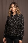 Kadın Çiçek Desenli Kapüşonlu Mevsimlik Sweatshirt Hoodie
