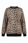 Kadın Leopar Baskılı Kalın Sweatshirt