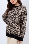 Kadın Leopar Baskılı Kalın Sweatshirt