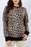 Kadın Leopar Baskılı Kalın Sweatshirt